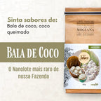mbalagem do café especial Bala de Coco da Fazenda Jotacê, destacando notas sensoriais de bala de coco e coco queimado, com selo de nanolote mais raro da fazenda.