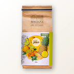 Pacote 250g do Café Especial Microlote Frutas Tropicais da Fazenda Jotacê, embalagem ilustrada em fundo branco.