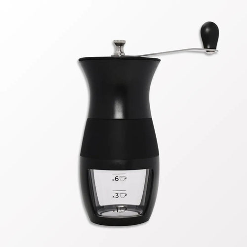 Moedor Manual de Café Black da Mimo Style em fundo neutro e branco.